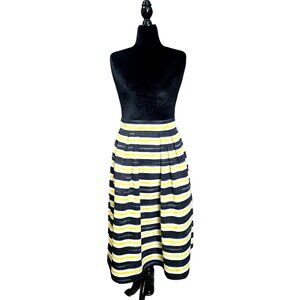 Eva Mendes Women's Striped Pleated Skirt size 8